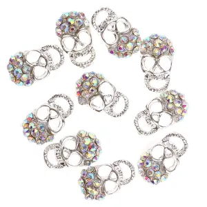 10pcs 3D Halloween Nail Art Decoration Stickers Skull Glitter Multi Color Jewelry Rhinestone DIY