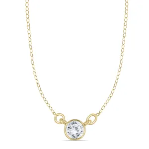 1/2 Carat Tw Natural Diamond Bezel Necklace In 14K Yellow Gold