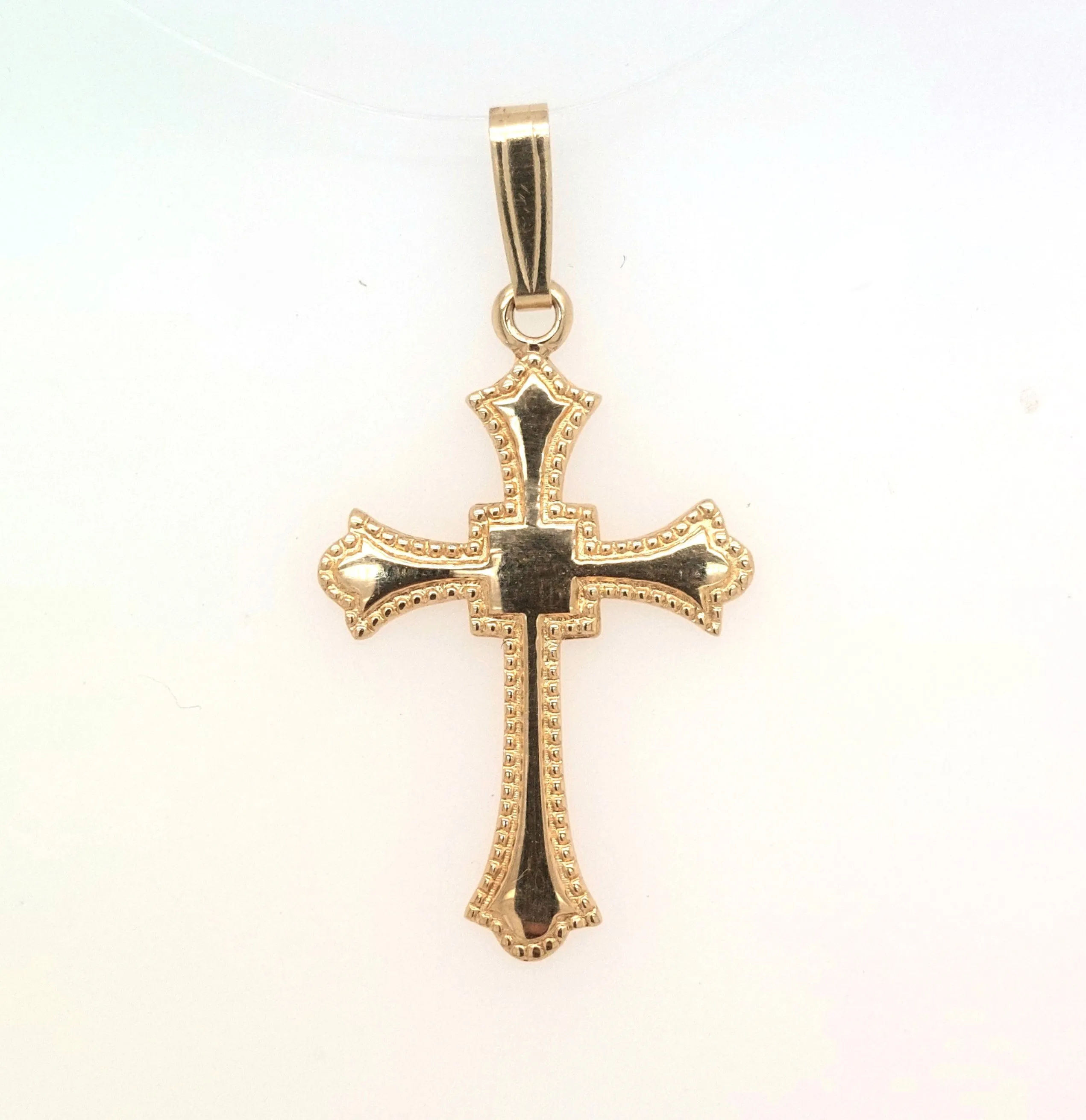 14KY Cross with Milgrain Border