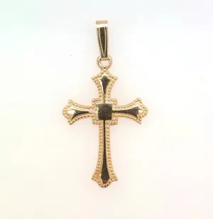 14KY Cross with Milgrain Border