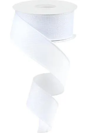 1.5" Royal Faux Burlap Ribbon: White (10 Yards)