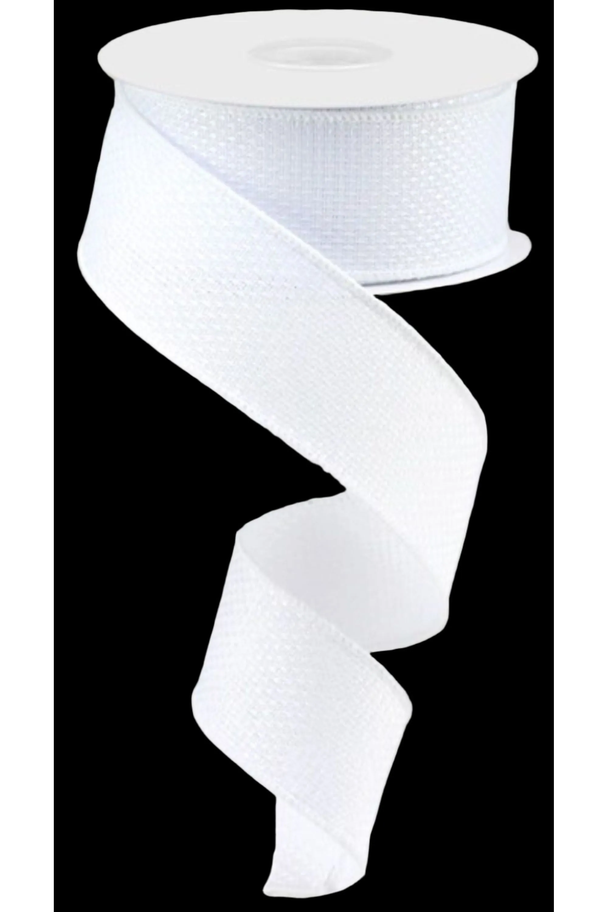 1.5" Royal Faux Burlap Ribbon: White (10 Yards)