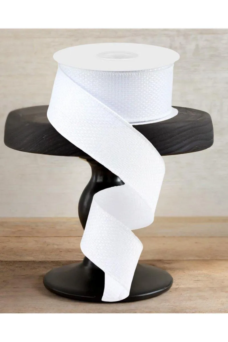1.5" Royal Faux Burlap Ribbon: White (10 Yards)