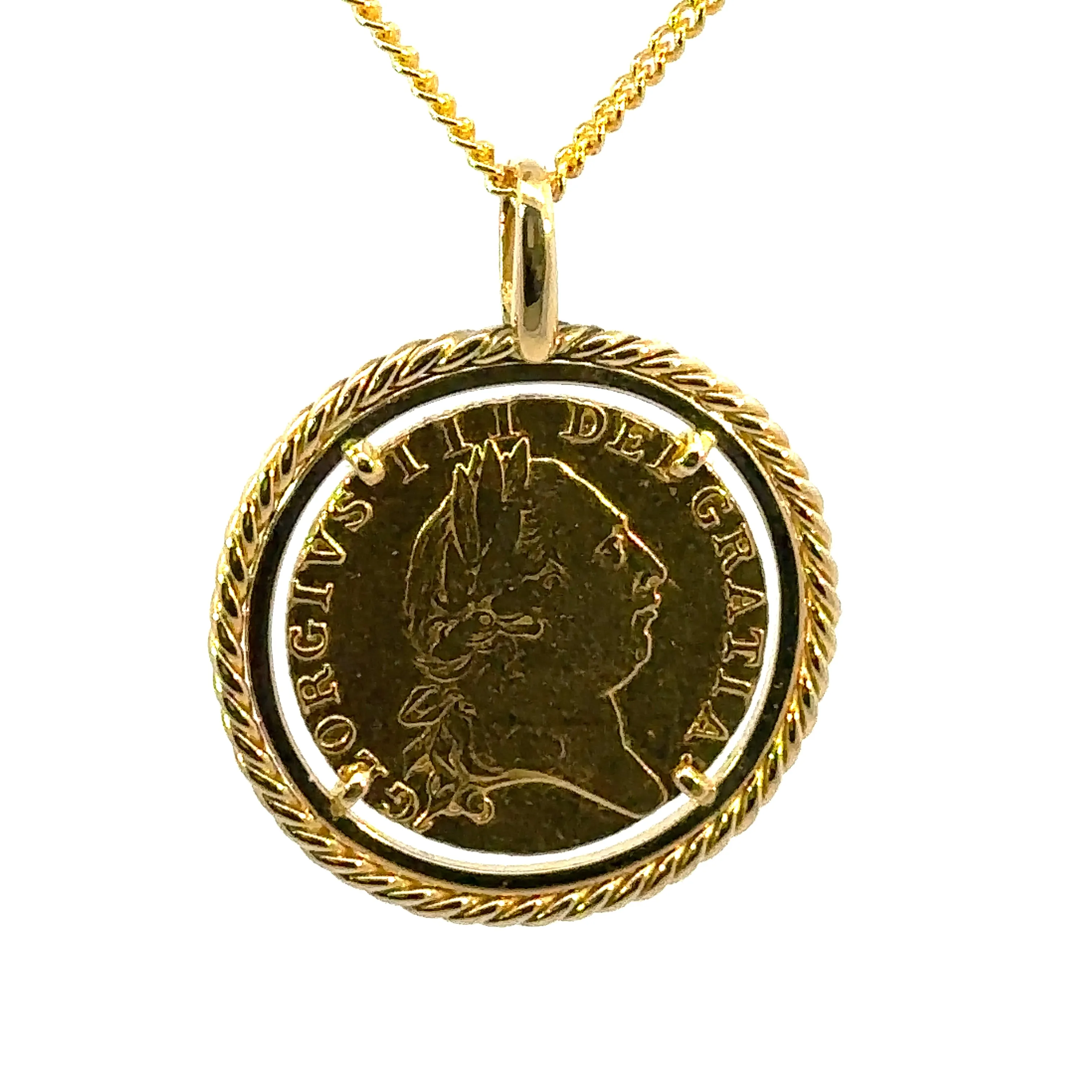 1790 "Spade Guinea" set in 22ct Yellow Gold Coin Holder Pendant