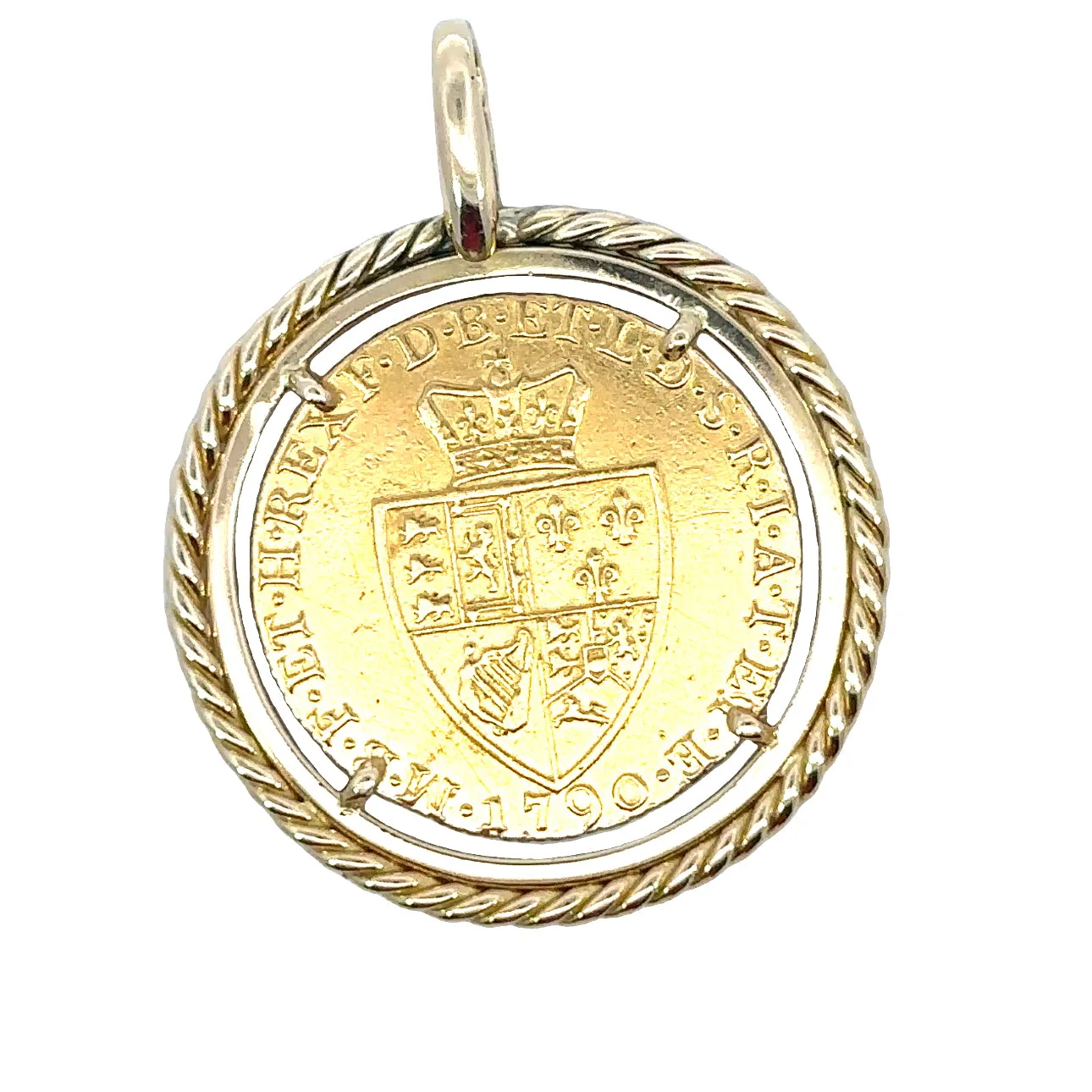 1790 "Spade Guinea" set in 22ct Yellow Gold Coin Holder Pendant