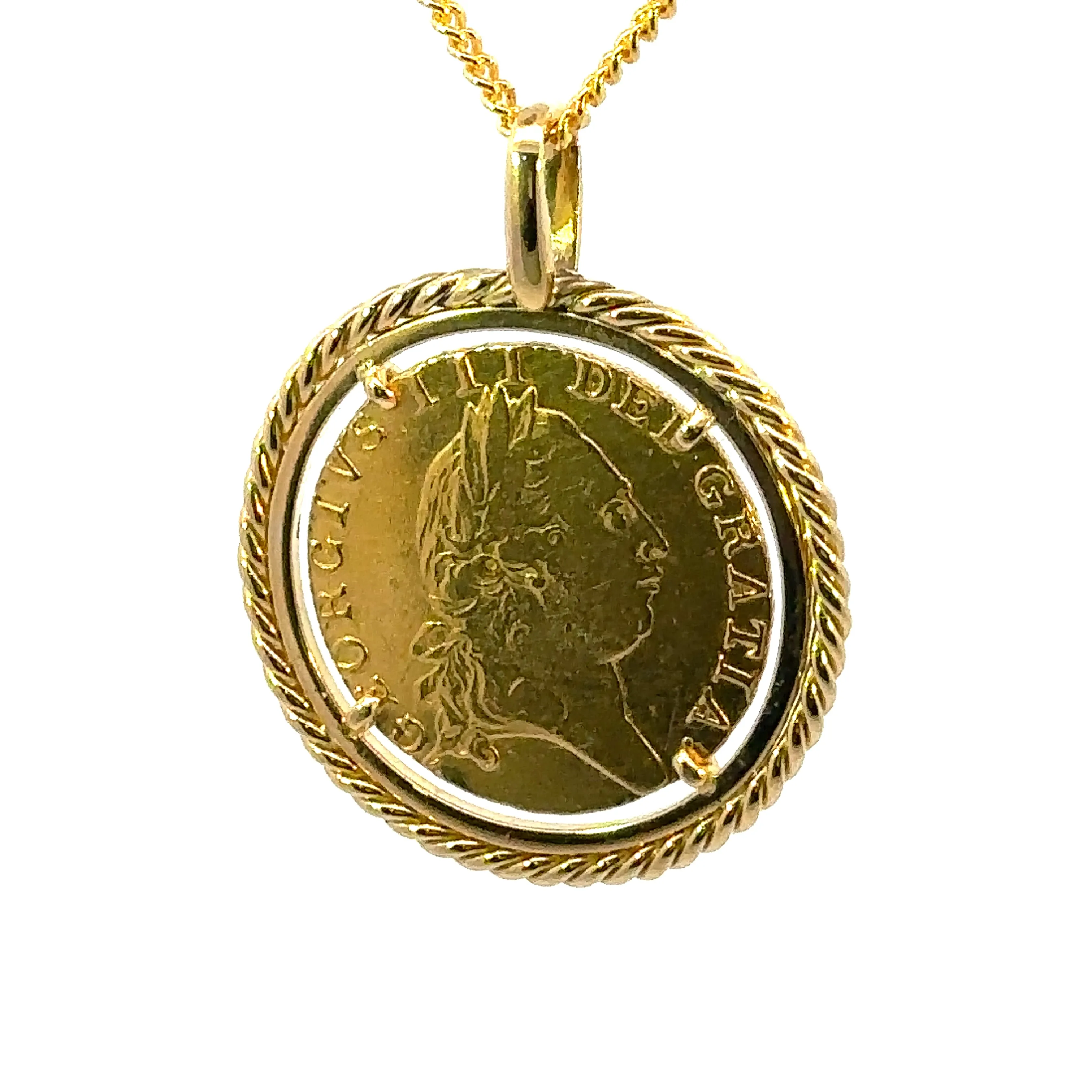 1790 "Spade Guinea" set in 22ct Yellow Gold Coin Holder Pendant