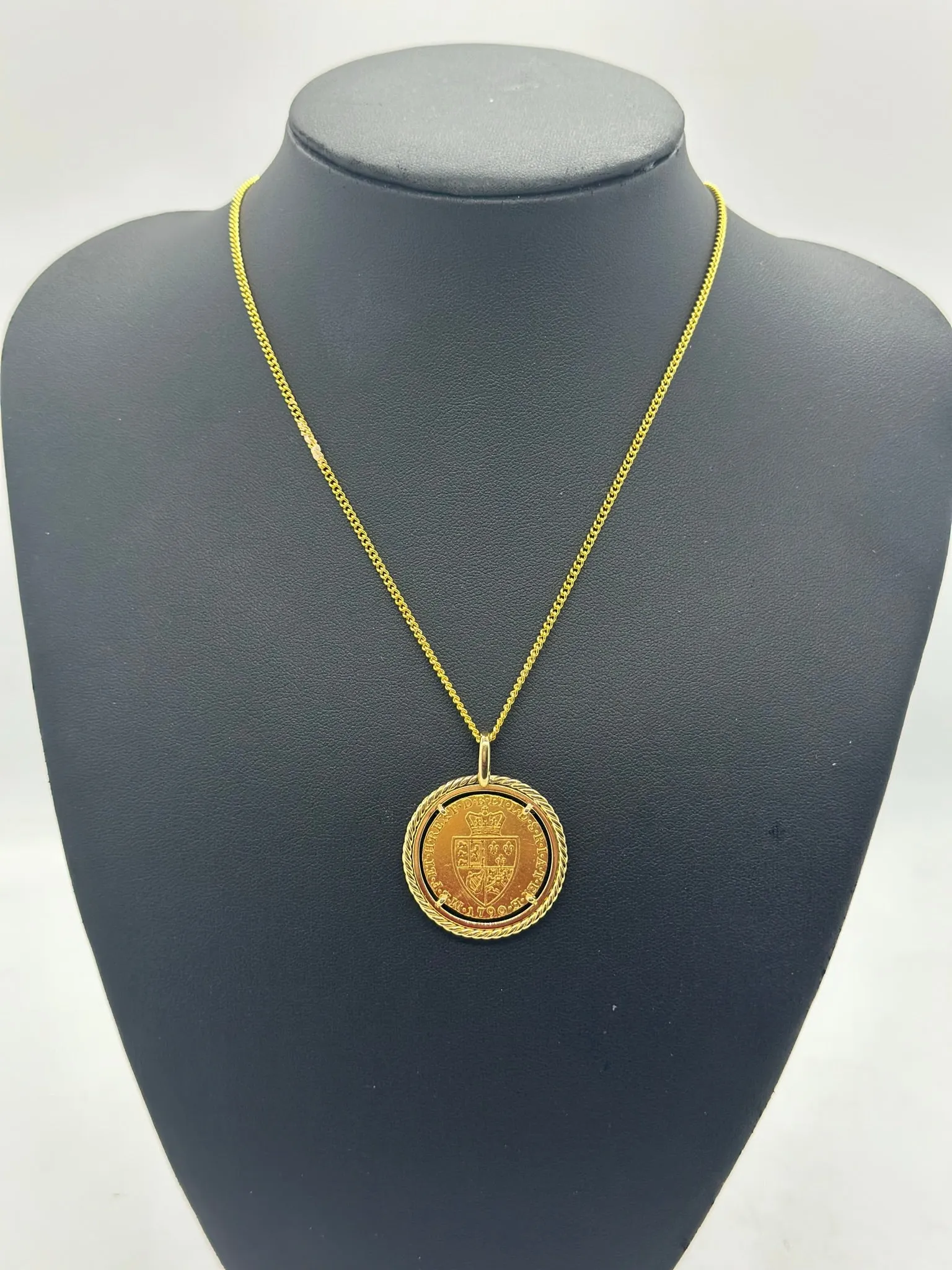 1790 "Spade Guinea" set in 22ct Yellow Gold Coin Holder Pendant