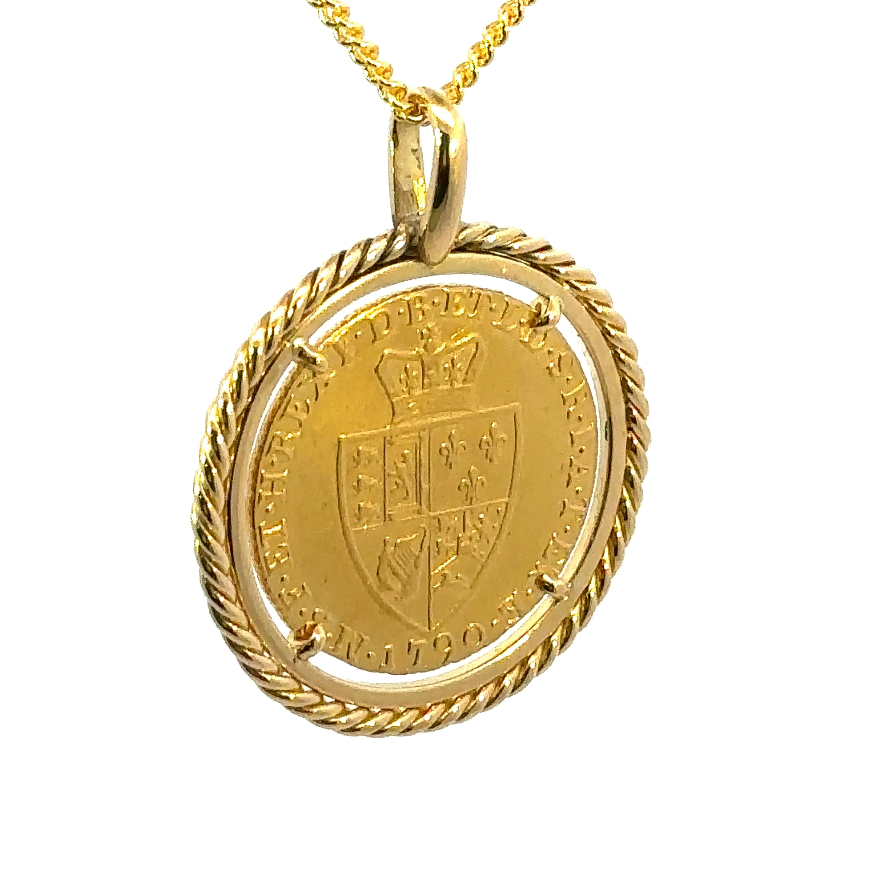 1790 "Spade Guinea" set in 22ct Yellow Gold Coin Holder Pendant