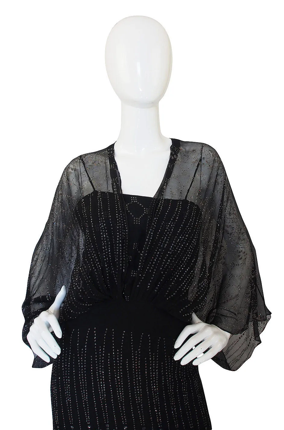 1970s Glitter & Silk Gina Fratini Trained Gown