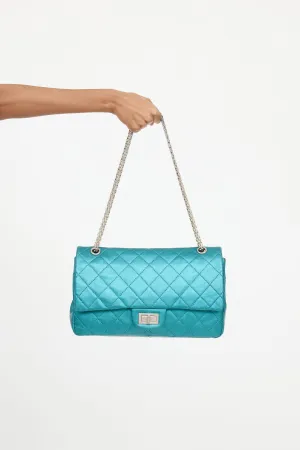 2008 Metallic Teal Quilted Double Flap Bag