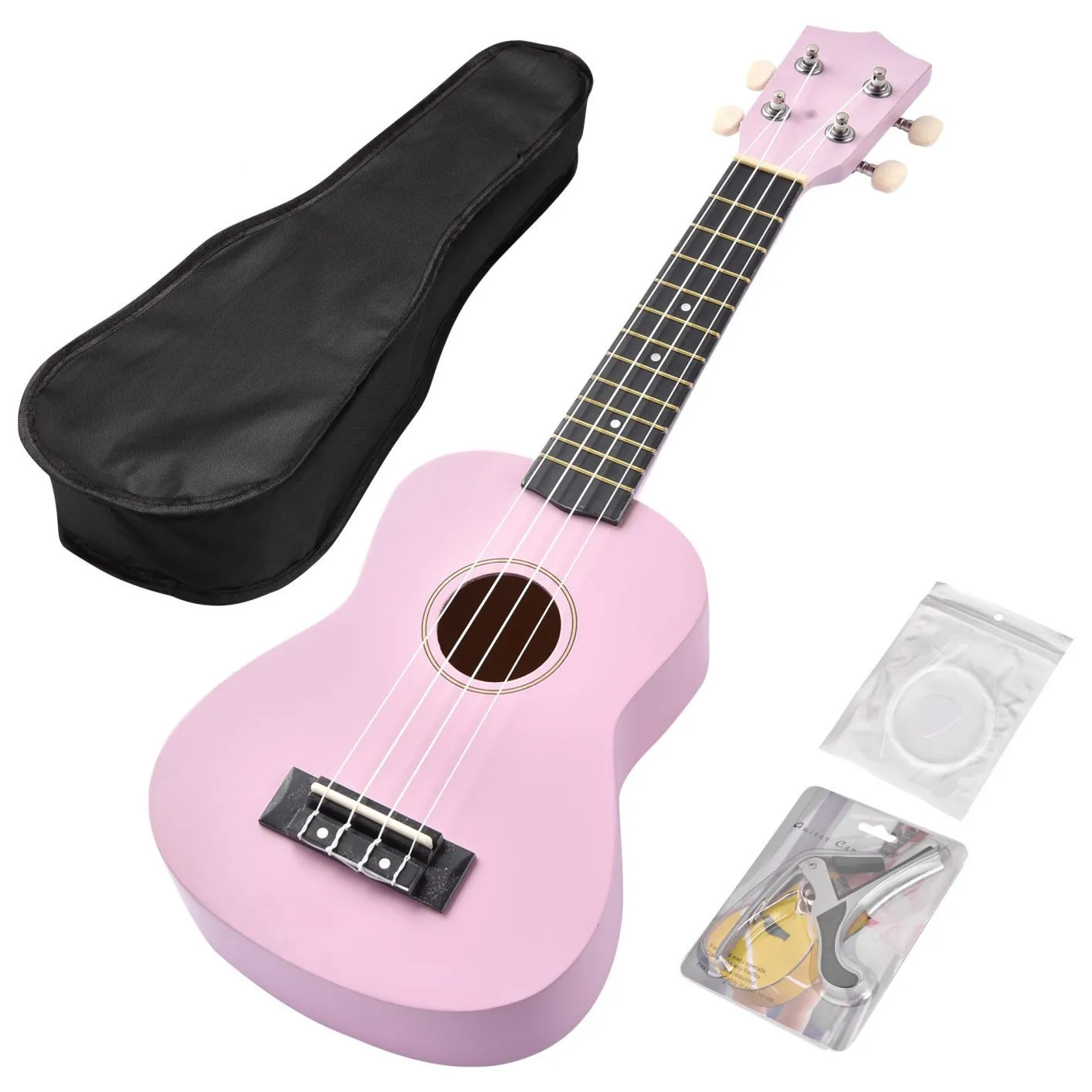 21" 4 String Ukulele Hawaiian Guitar Concert Music Show Talent Gift w/ Bag Tuner Pink