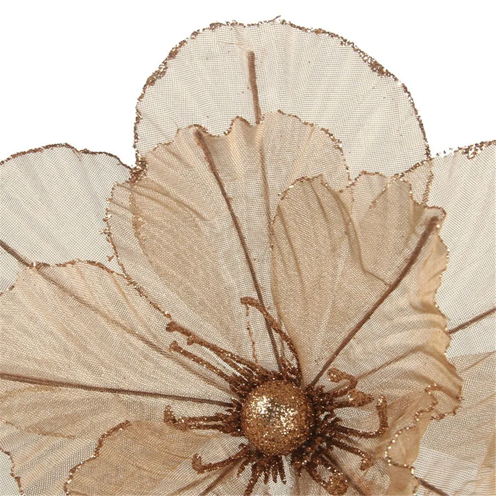 27cm Copper Fabric Artificial Magnolia with Long Stem