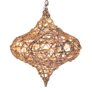 29cm Large Wire Glitter Champagne Finial with Lights Tree Ornament