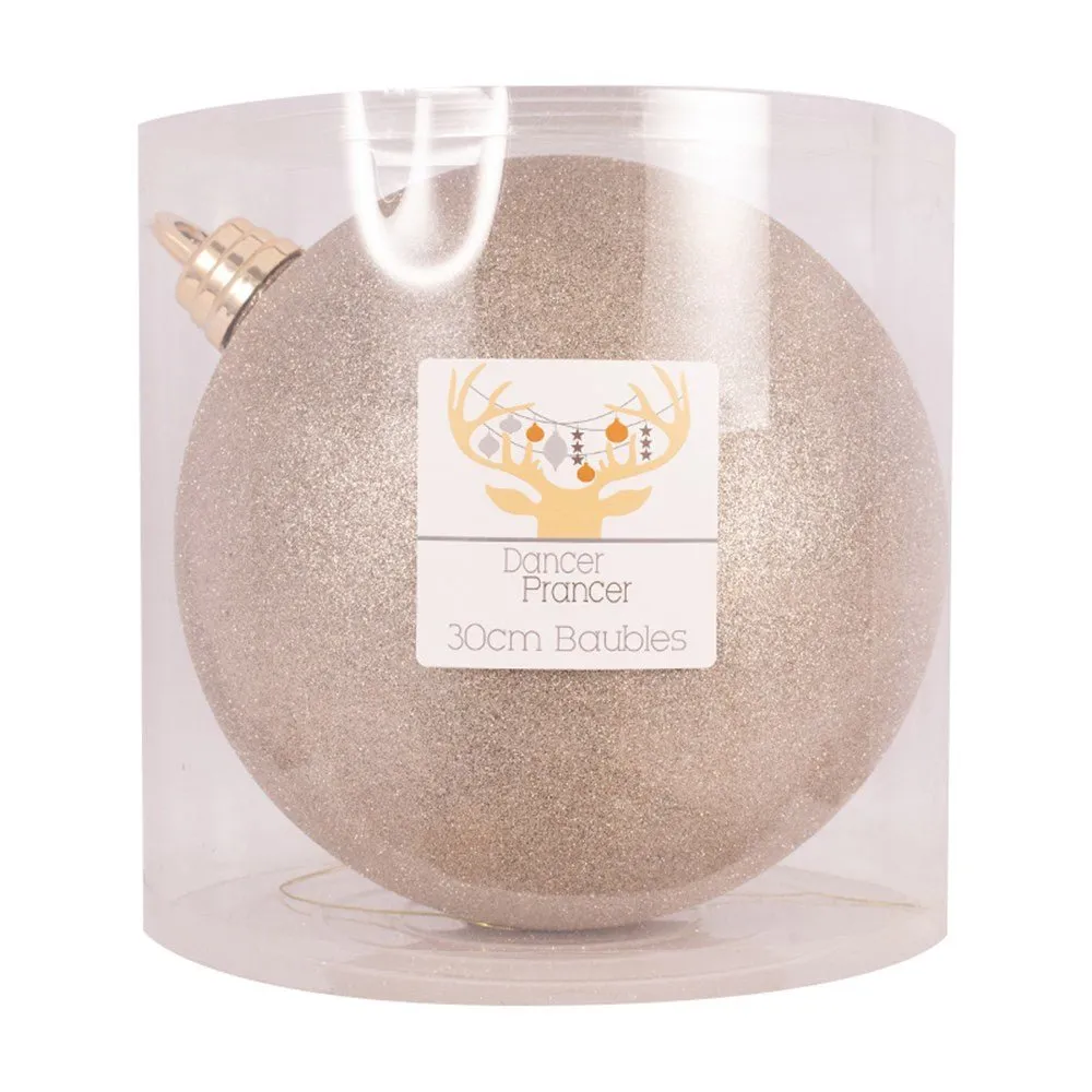 30cm Giant Champagne Glitter Bauble Tree Ornament