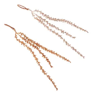 34cm Champagne & Copper Glitter Drop Tree Ornament