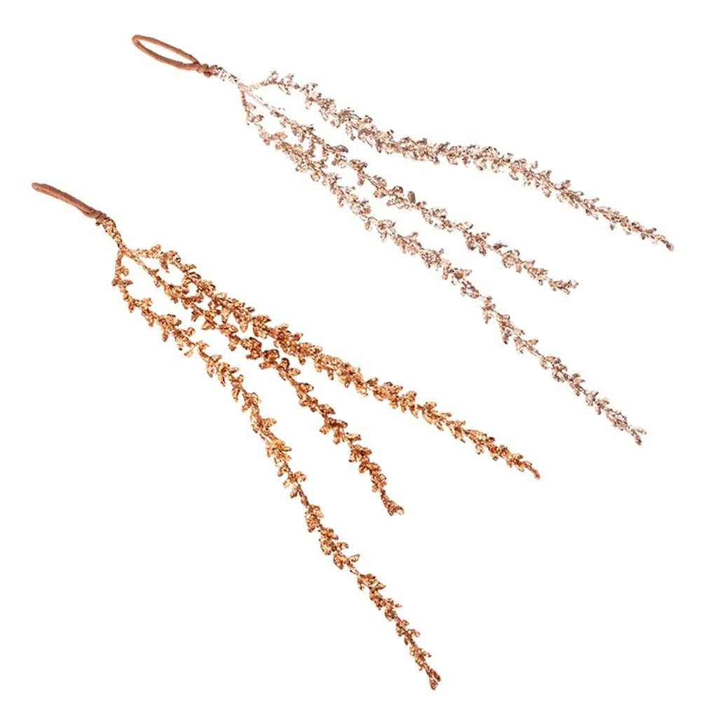 34cm Champagne & Copper Glitter Drop Tree Ornament