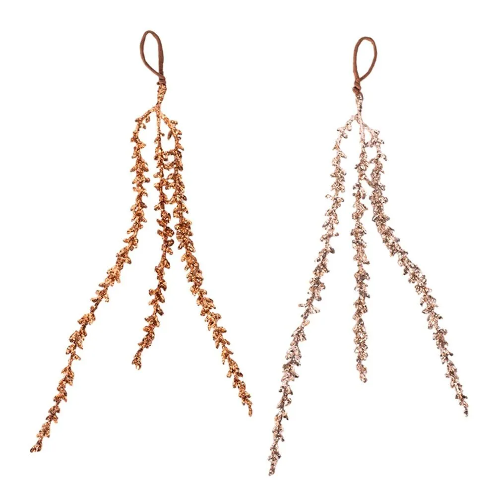 34cm Champagne & Copper Glitter Drop Tree Ornament