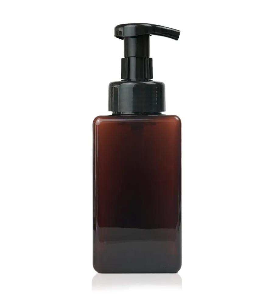 450ml Amber Plastic Bottle with Black Foaming Pump