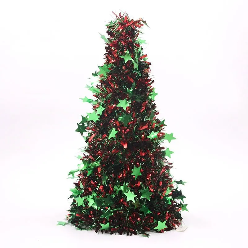 48cm Red & Green Starburst Large Christmas Tinsel Tree
