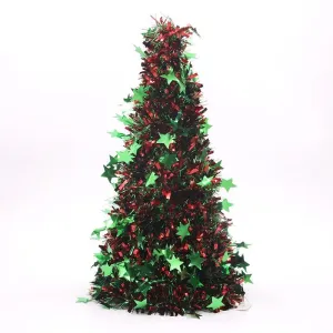 48cm Red & Green Starburst Large Christmas Tinsel Tree