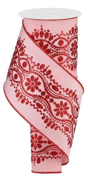 4" Luxurious Center Dupioni Ribbon: Pink/Red - 10yds