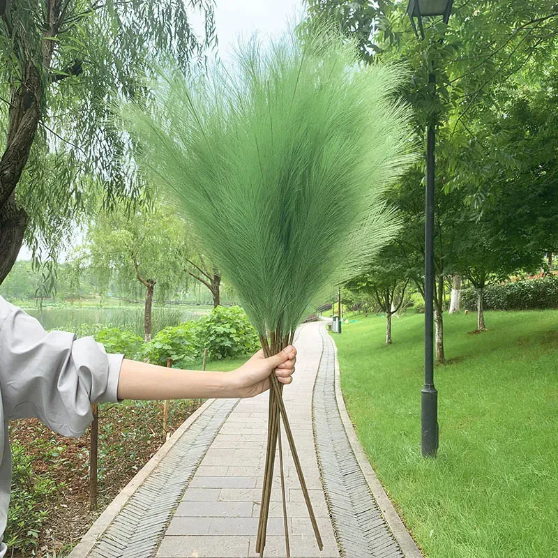 5pcs 100cm Artificial Pampas Grass Dried Reed Flowers Bouquet Wedding Party Decoration Home Room DIY Fake Plant Decor Supplies