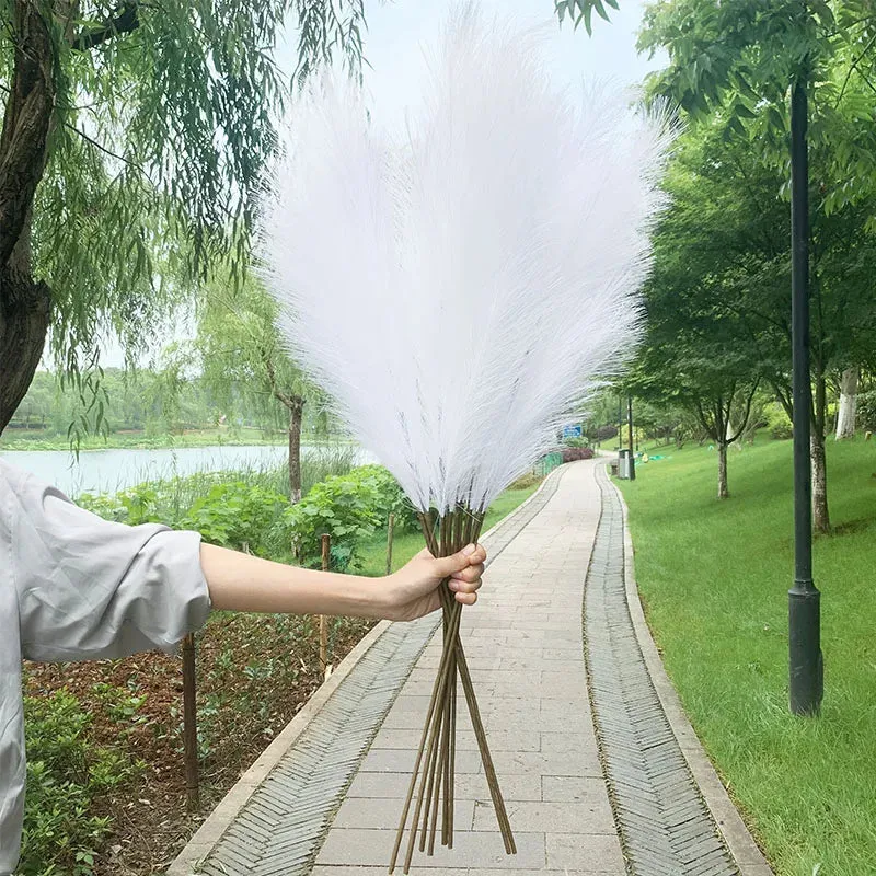 5pcs 100cm Artificial Pampas Grass Dried Reed Flowers Bouquet Wedding Party Decoration Home Room DIY Fake Plant Decor Supplies