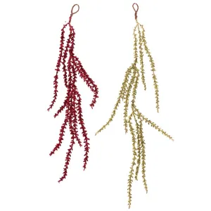 60cm Burgundy & Sage Glitter Drop Tree Ornament