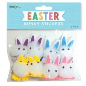 8pk Easter Pom Pom Bunny Stickers
