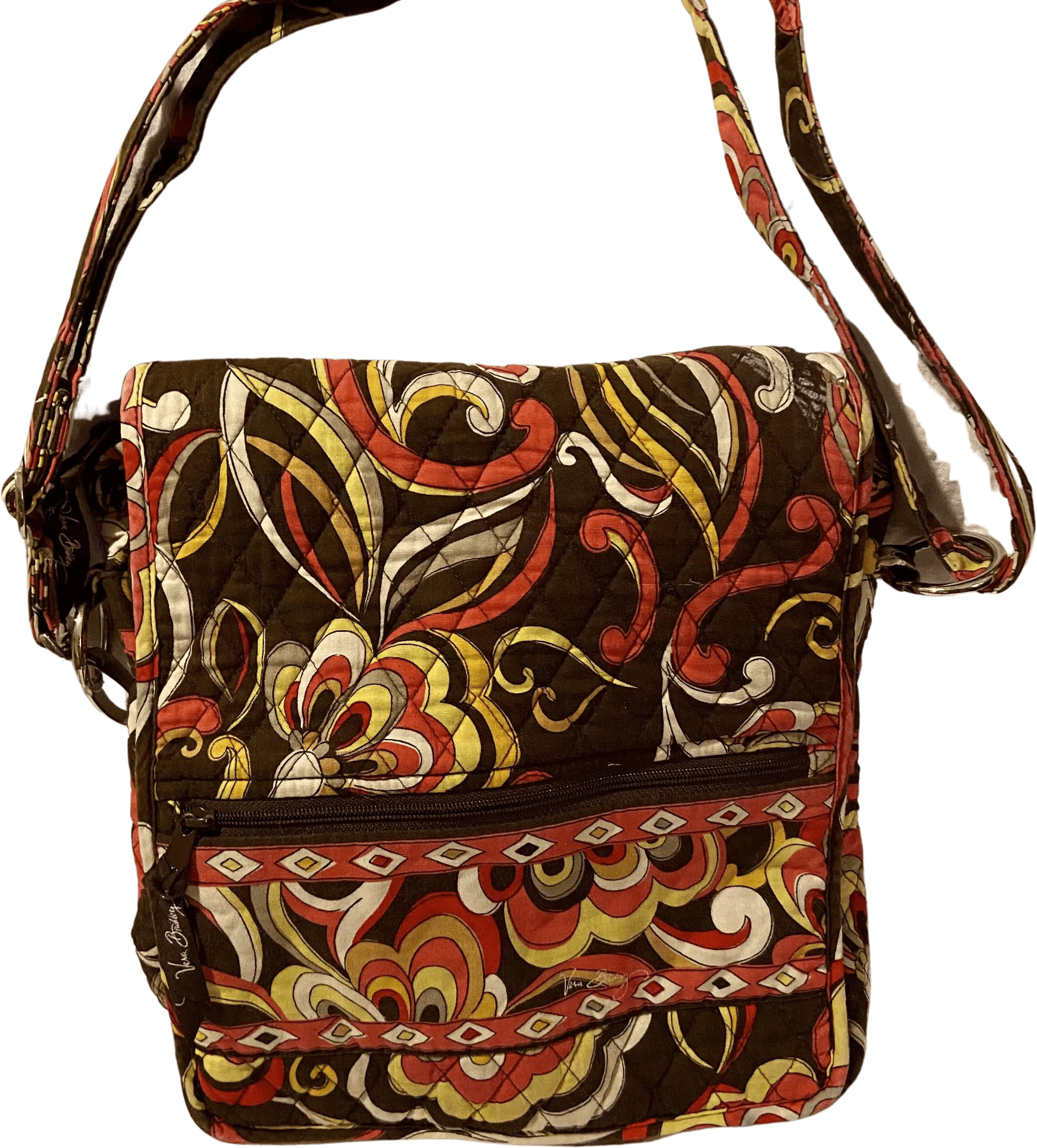 90’s Floral Quilted Pucinni Crossbody Shoulder Bag with Flap by Vera Bradley For Puccini