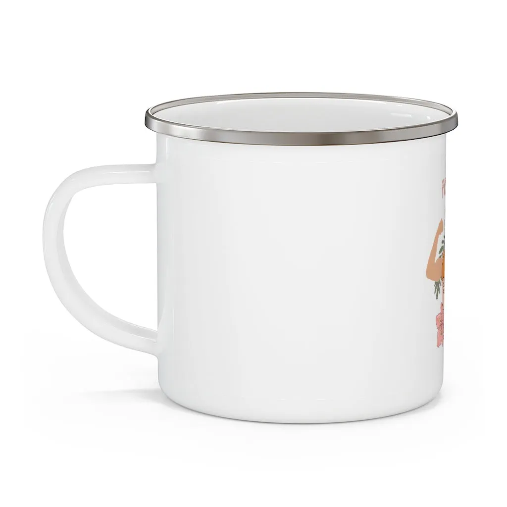 Affirmation Feminist pro choice 12oz Enamel Camping Mug - I am Powerful