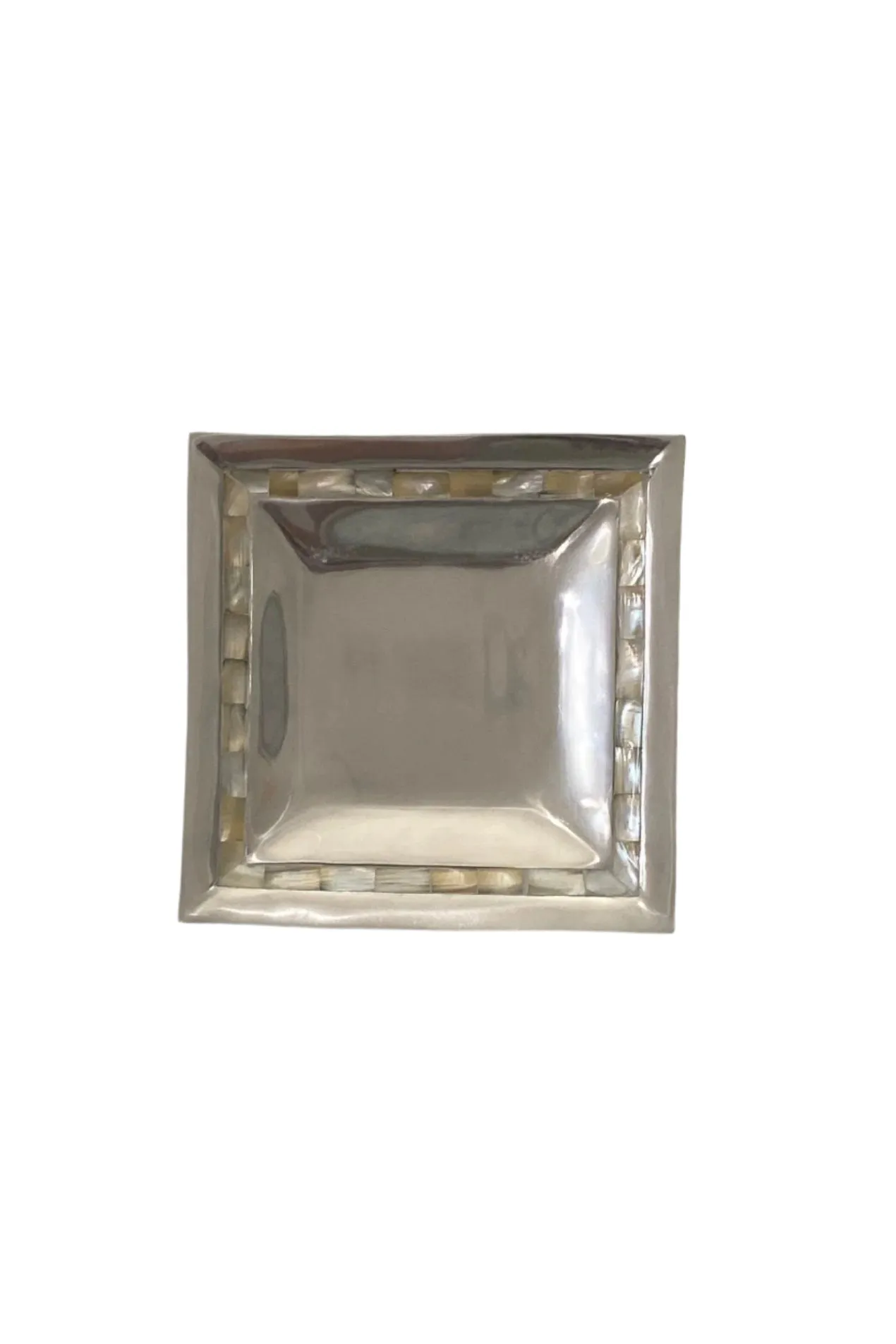 Aluminum w/ Mother of Pearl Trim Medium Square Tray