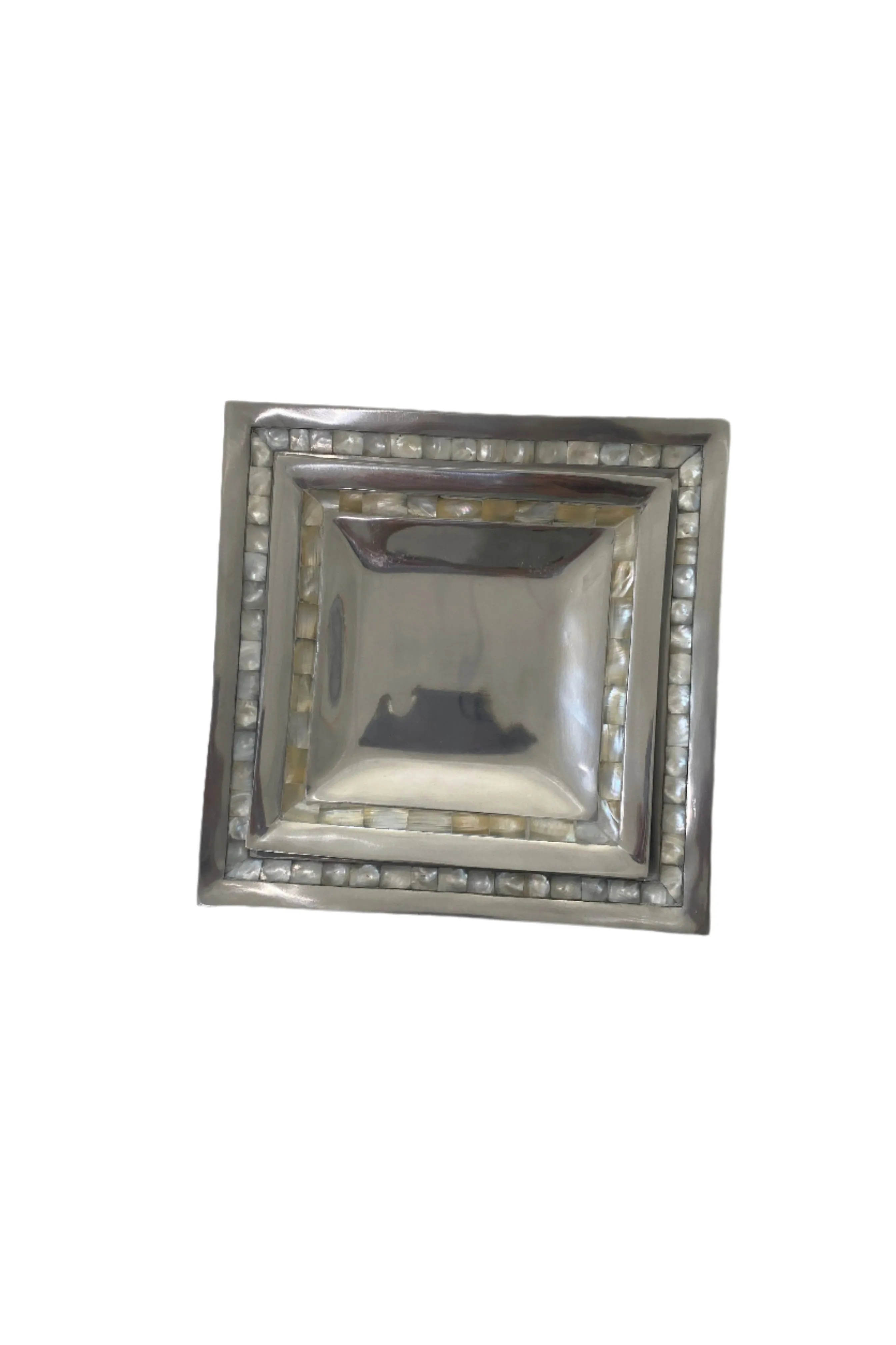 Aluminum w/ Mother of Pearl Trim Medium Square Tray