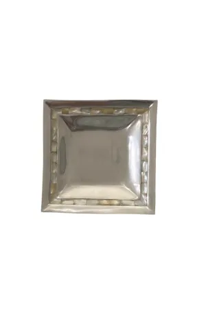 Aluminum w/ Mother of Pearl Trim Medium Square Tray