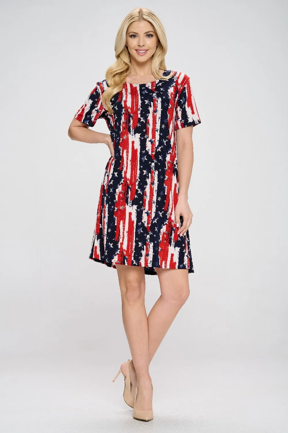 American Print Missy Dress Short Sleeve - 7004BN-SRP1-W306