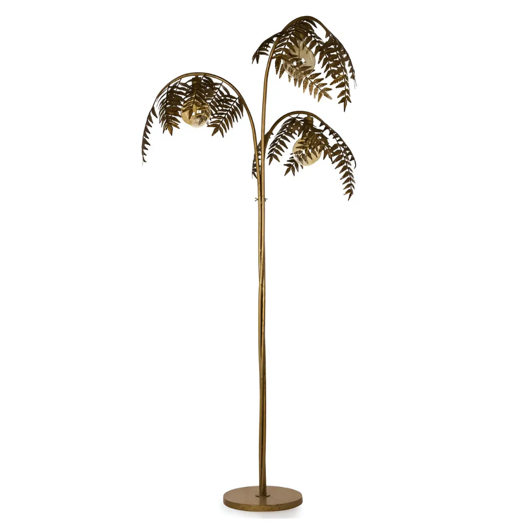 Antique Gold Palm Leaf Floor Lamp