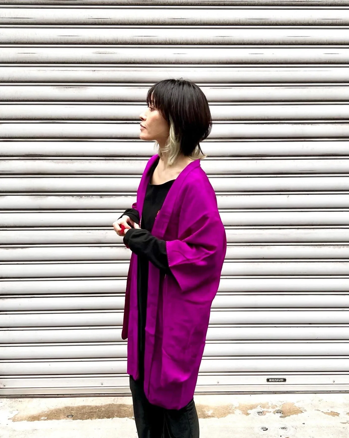 ANTIQUE SILK JACQUARD HAORI・AKAMURASAKI 赤紫