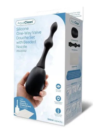 Aquaclean 150ml One Way Valve Douche with Anal Bead Nozzle
