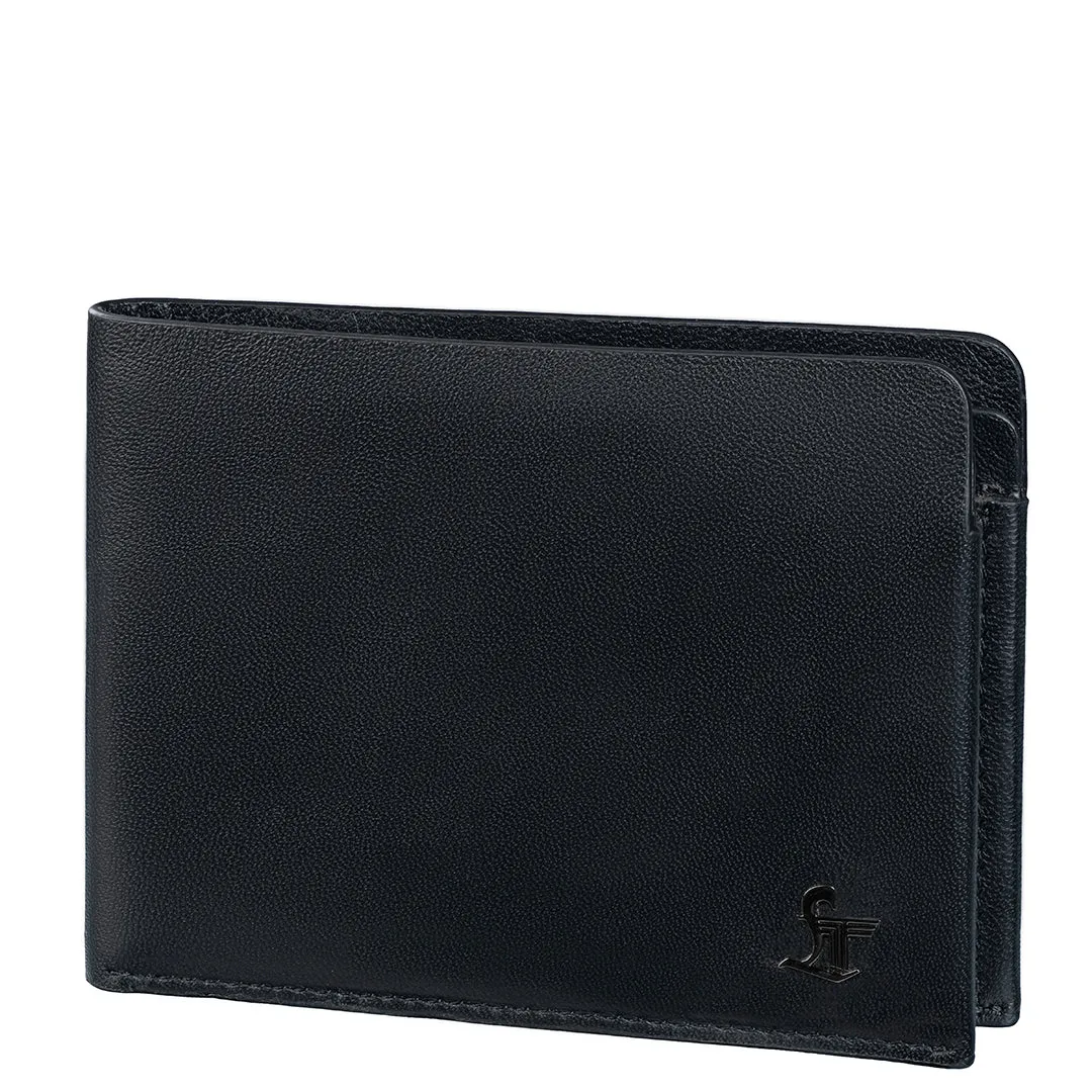 Austin Stitchless Slim Wallet | RFID Safe Leather Wallet for Men | Colour: Black