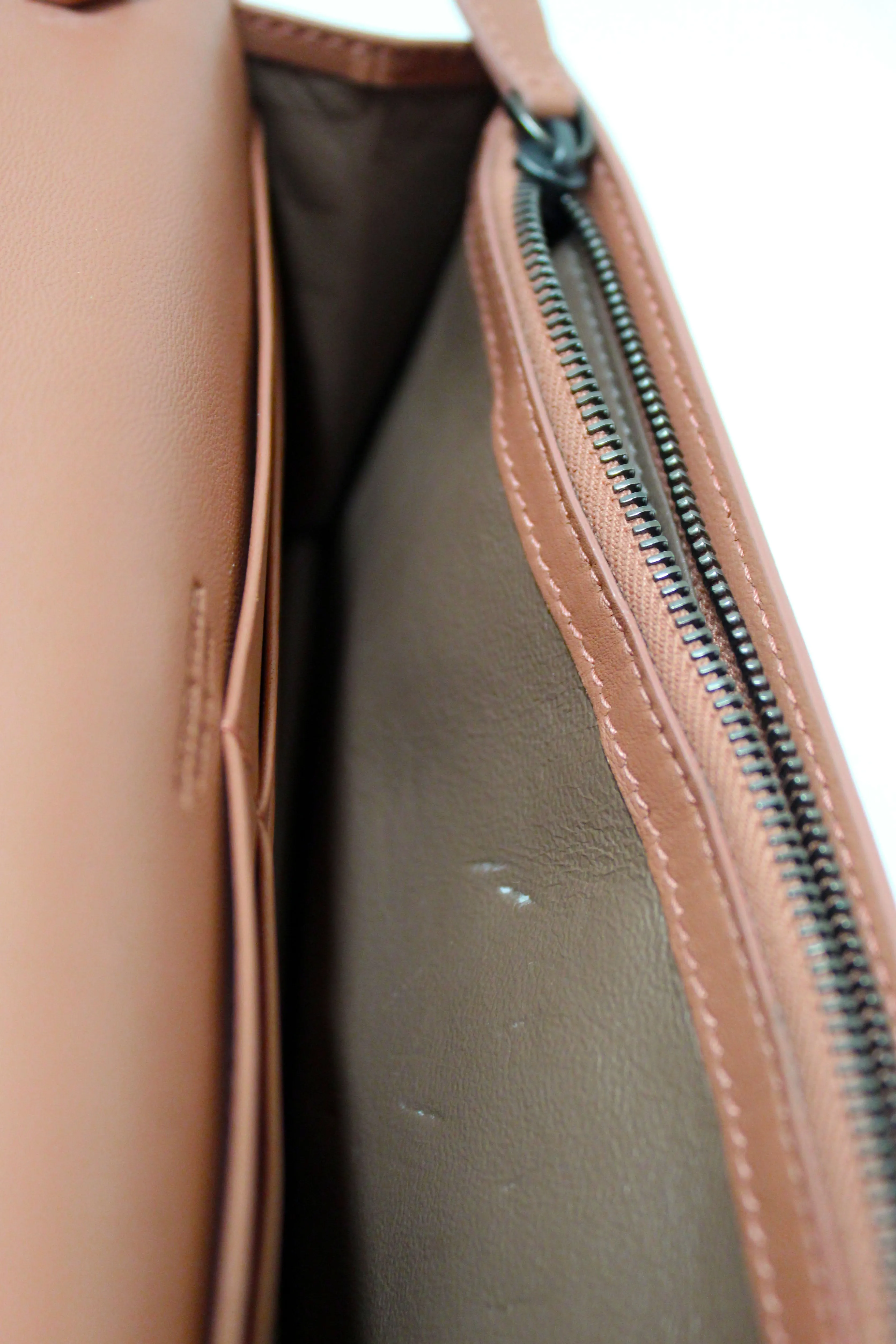 Authentic Bottega Veneta Dusty Peach Nappa Intrecciato Leather Flap Wallet