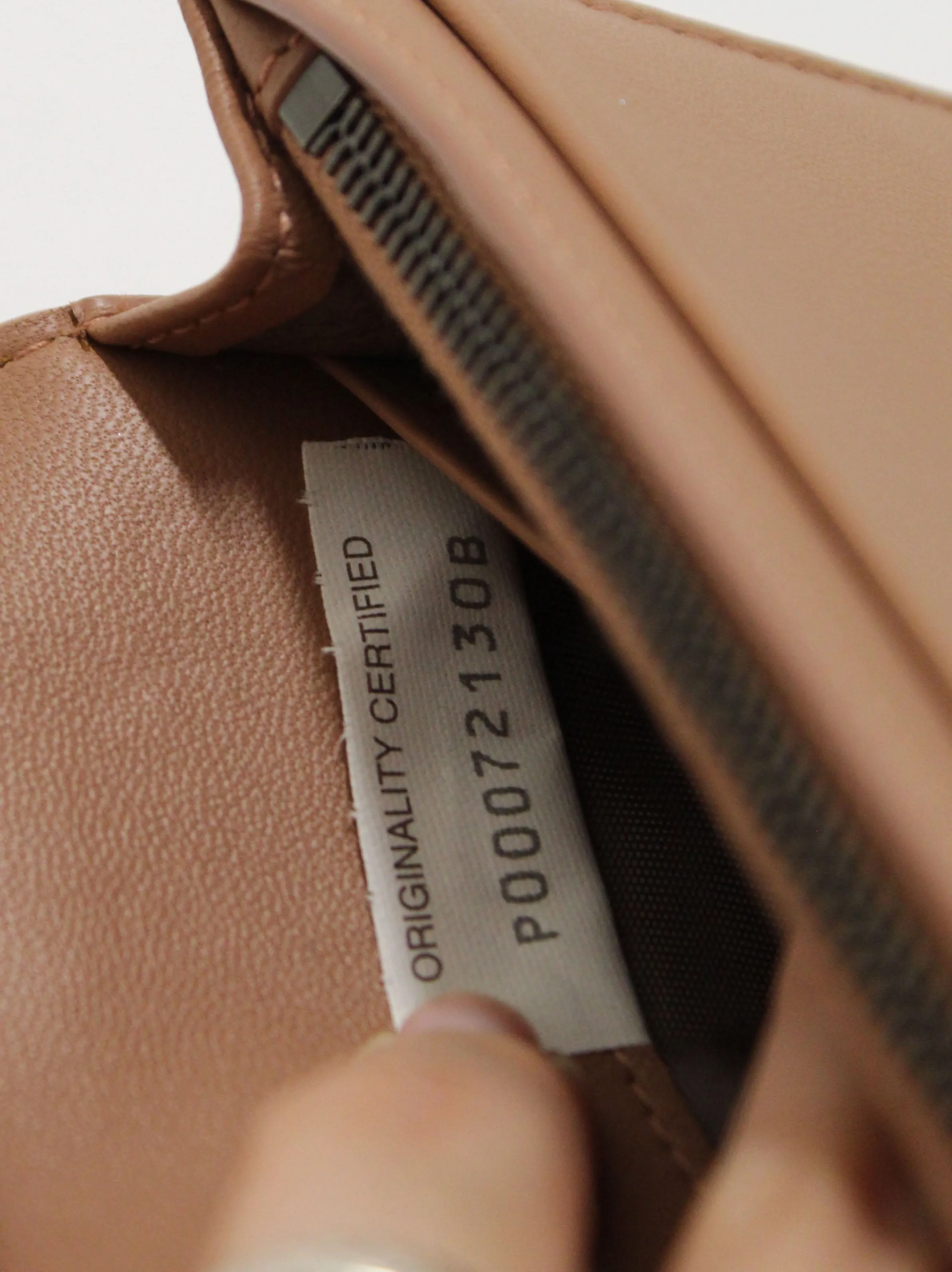 Authentic Bottega Veneta Dusty Peach Nappa Intrecciato Leather Flap Wallet
