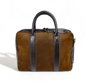 Baron - Dark Brown Waxed Suede Laptop Case