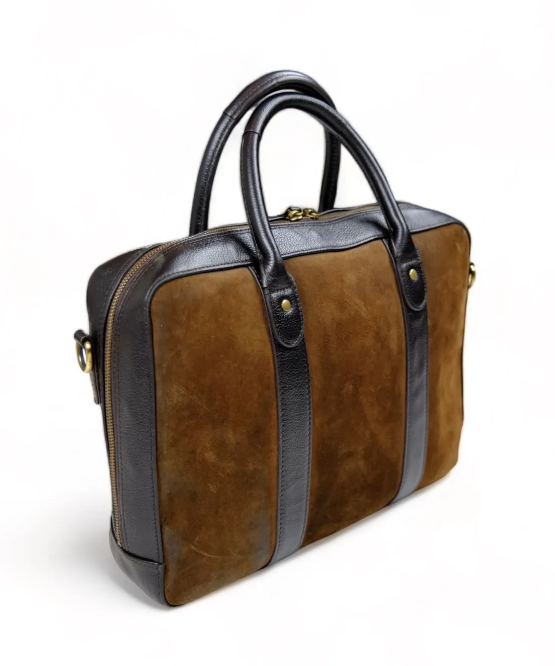 Baron - Dark Brown Waxed Suede Laptop Case