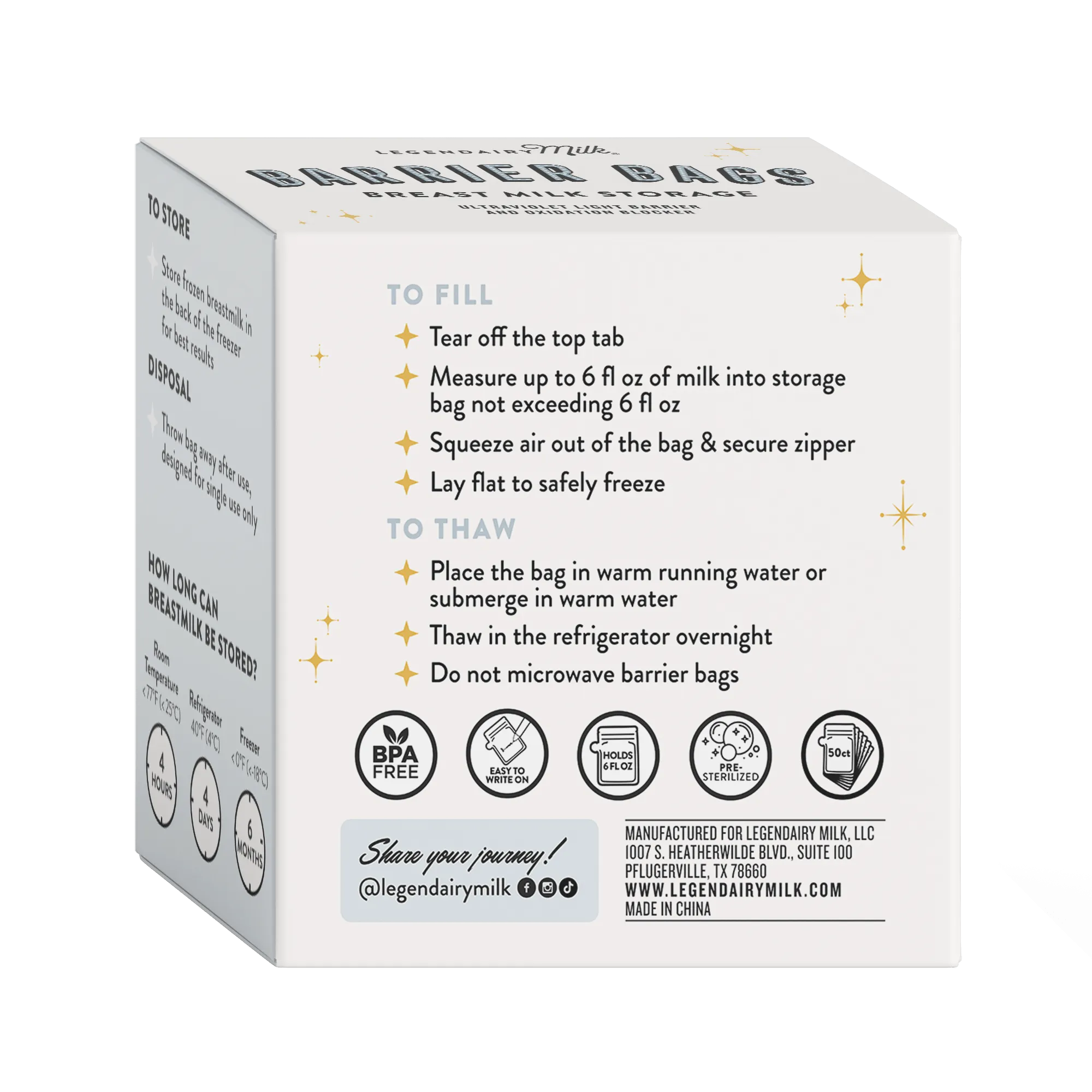 Barrier Bags for Breast Milk Storage