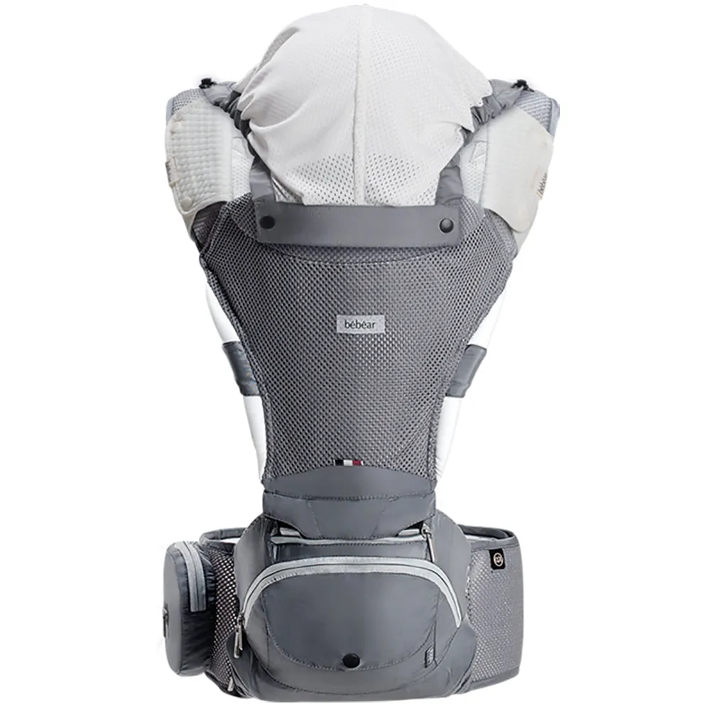 Bebamour Baby Carrier Summer Mesh Baby Carrier Hipseat 6 in 1 Baby Sling Foldable Large Storage