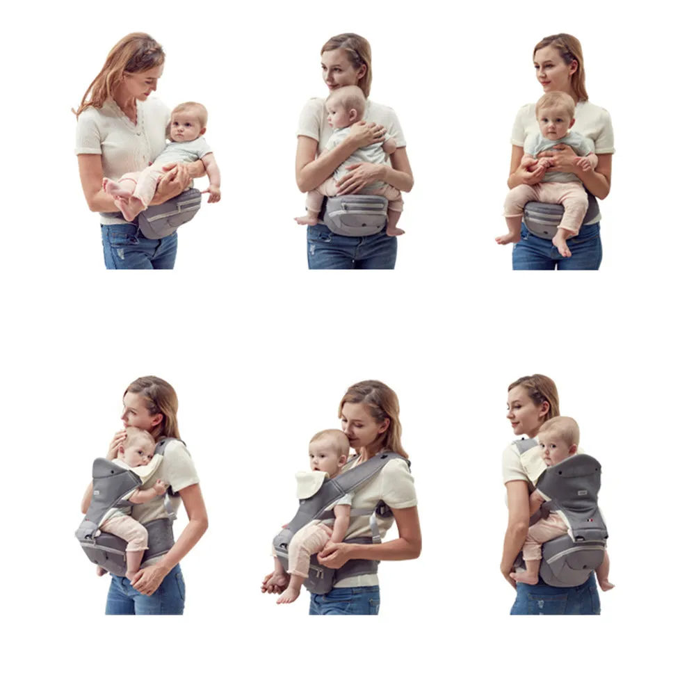Bebamour Baby Carrier Summer Mesh Baby Carrier Hipseat 6 in 1 Baby Sling Foldable Large Storage