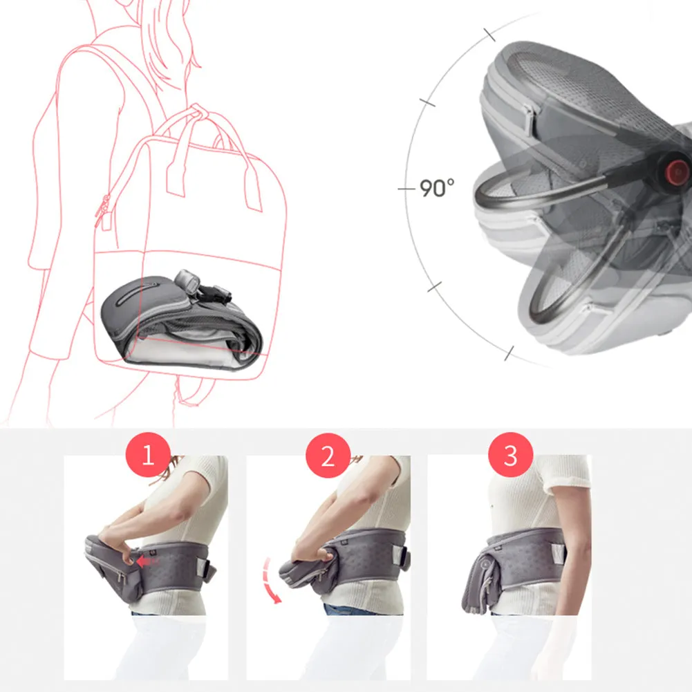 Bebamour Baby Carrier Summer Mesh Baby Carrier Hipseat 6 in 1 Baby Sling Foldable Large Storage