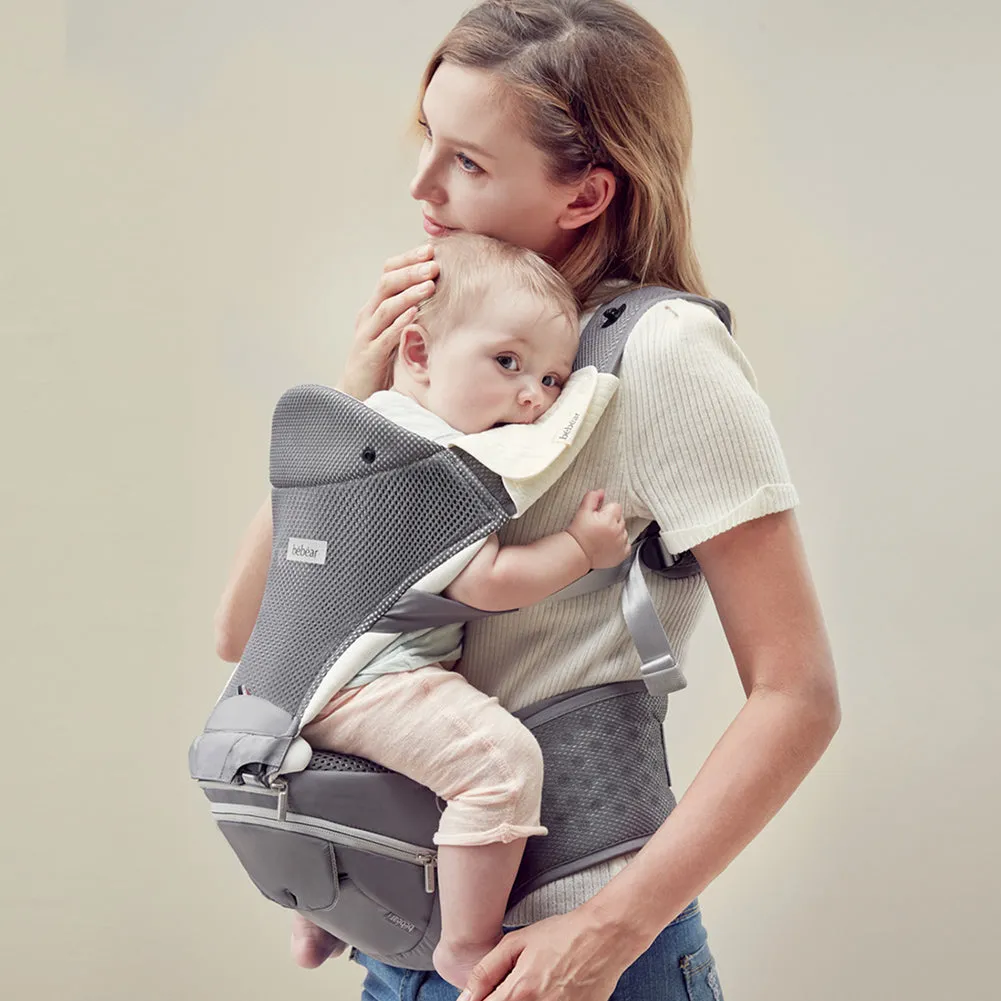 Bebamour Baby Carrier Summer Mesh Baby Carrier Hipseat 6 in 1 Baby Sling Foldable Large Storage