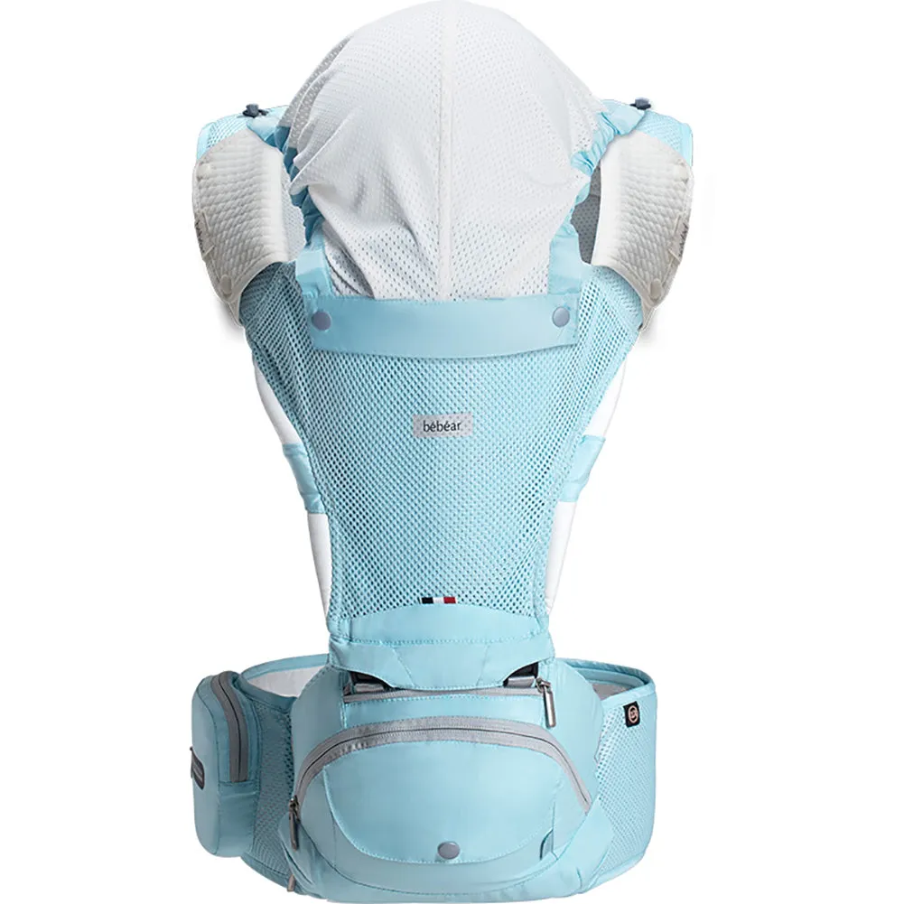Bebamour Baby Carrier Summer Mesh Baby Carrier Hipseat 6 in 1 Baby Sling Foldable Large Storage