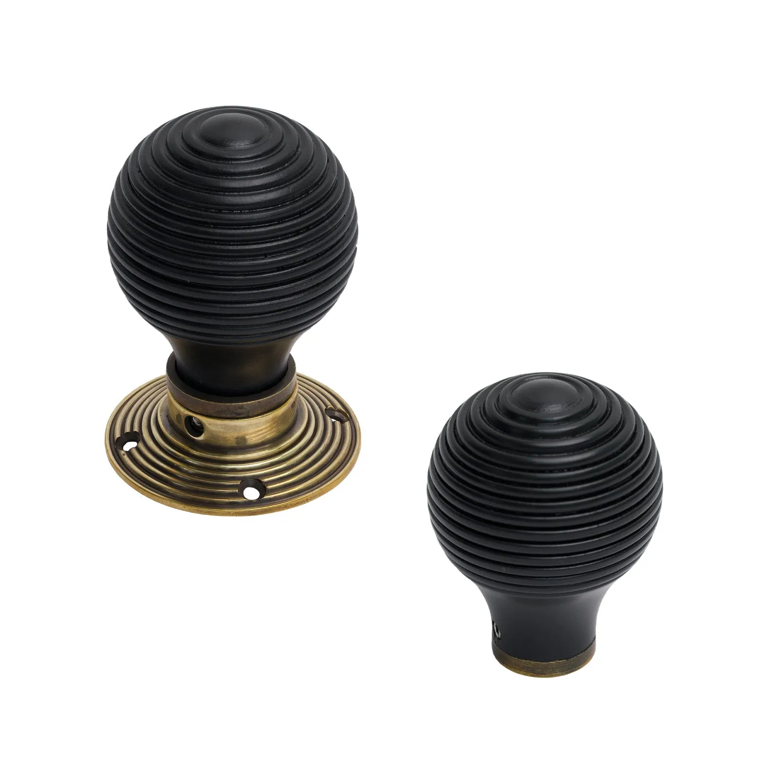 Beehive Rim Door Knobs Rosewood & Ebonised